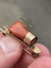 Antique Edwardian Victorian 14k Solid Coral Pin Brooch  Cool Piece 