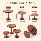 Acellegic 3 Pcs Scalloped Acacia Wood Cake Stand Set  12  10  8 Inch Rustic F   