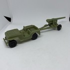 Vintage Marx Navarone Jeep With Howitzer Green Plastic Wwii Collectible Figures