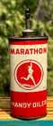Vintage Early Oval Marathon Handy Oil Can Tin Metal Gas Nice One 
