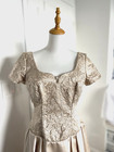 Vtg Eve Of Milady Gown Dress Size 12 Gold Formal Bows Mother Bride Groom Prom