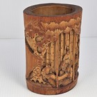 Vintage Bamboo Carved 6 h Asian Chinese Brush Pot Or Vase