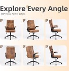  Comfy Brown Leather Office Desk Chair ergonomic High-back Computer Gaming Chair