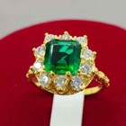 2ct Asscher Cut Natural Green Emerald Halo Wedding Ring 14k Yellow Gold Plated