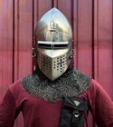 Medieval Bascinet Helmet With Riveted Chainmail Knight Armor Helmet  16 Ga Steel