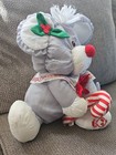 Vintage 1987 Fisher Price Puffalump Grey Christmas Mouse W candy Cane Plush