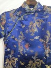 Japanese Yukata Kimono Geisha Cosplay Satin Robe Dress Blue Dragon M  Vtg Rare 