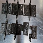 Antique Victorian Steeple Top Hinge Hardware Lot 7pc Ornate 1800s Steel 2-3 