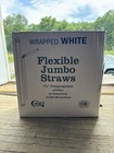 10 000 Count Pack Of Wrapped White Flexible Jumbo Straws 7 3 4 Polypropylene New