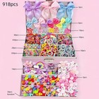 Girls Hair Styling Kit 918pcs Mixed Hair Clips Bows Elastic Ties For Kids