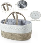 Baby Diaper Caddy Organizer  Portable Nursery Storage Basket Cotton Rope Diaper
