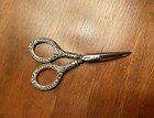 Antique C b  h  Sterling Silver Handled Embroidery Scissors German Ornate Sewing