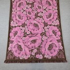 Set Of 3 Vintage Bath   Hand Fieldcrest Mcm Pink   Brown Floral Fringe Towels
