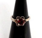 Vintage Sterling Silver 925 With Red Center Stone Child Size Or Pinky Ring Sz  1
