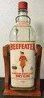 Vintage 1 Gallon 18  Beefeater Dry Gin Bottle On Wood Pouring Cradle - W  Box