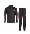 New Adidas Girls Zip Front Tricot Jacket   Joggers Set Black   Pink Size 5  ad7 