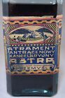 Rare Antique Astra Poland Blue Glass Ink Bottle Sealed With Contents Paper Label