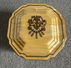 Vintage Art Deco Vanity Glass Powder Jar Celluloid Lid Amber 4    1940s