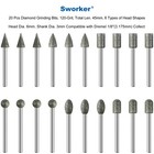 20pcs 120-grit Diamond Grinder Bit 1 8  Shank Compatible Small  Silver Grey
