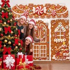 4 Pcs Christmas Gingerbread House Door Cover Decorations Festive Backdrop For Of