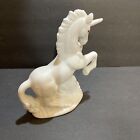 Vintage Unicorn Figurine Rearing White Porcelain Fantasy Mythical Matte Finish