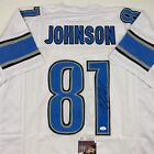 Autographed signed Calvin Johnson Hof 21 Detroit White Football Jersey Jsa Coa
