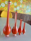 Vintage Mid Century Mcm Orange Chalkware Wall Decor Genie Bottles Set Of 4