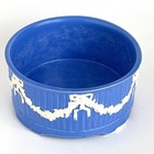 Blue Planter Pot White Floral Garland Ceramic Neoclassical Design Vintage Japan