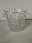 Crystal Vintage Ice Bucket With Handles Cut Glass Heavy Lead Crystal Cooler 7 In