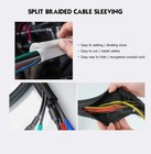 Black Self Wrapping Braided Split Wire Loom Cable Sleeve Harness Management Lot