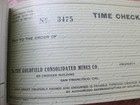 Goldfield Consolidated Mines 1910 Mining Time Check Book San Francisco Nevada