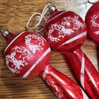 Antique Hand Blown Glass Figural Red Christmas Ornaments Wreath Graphic Spire 4