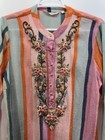 Soft Surroundings Boho Striped Aruba Caftan Embroidery Beaded Beach Maxi Dress M