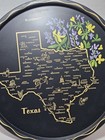 Vintage Texas  State Black Metal Souvenir Tray  11    Wide