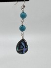 Barse Sterling Silver Turquoise Bead   Abalone Shell Teardrop Drop Earrings Boho