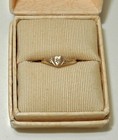 Vintage Antique 10k Gold  Heart Shaped Baby Ring W diamond Size 1