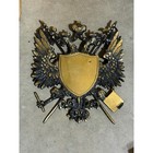Mid-century Cast Metal Double Headed Imperial Eagle Coat Of Arms Plaque Japan