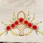 Embroidered Linen Floral Basket Tea Towel Vintage Charm Kitchen Hand Towel