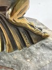 Franjou Signed Art Deco Spelter Marble Rearing Gazelle Bookends Pair France 6in