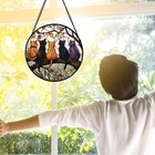 Stained Glass Window Hanging - 5 Cats On A Branch Suncatcher For Window Doors   
