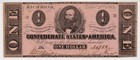 T-55 Pf-2 1862  1 Confederate States America Civil War Money Csa Note Pmg Au 55