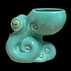 2015 Vantiki Teal Octo Mug W  Yellow Eyes Made In Hawaii Rare Ceramic Tiki Mug