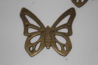 Vintage 1970s Solid Brass Butterfly Wall Decor Set Of 5 Mcm Wall Hanging