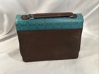 Microfiber Bible Cover With Cross Turquoise   Brown 10 1 2  X 7 1 4