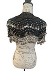 Black Belly Dance Hip Scarf Coin Belt Beaded Sheer Wrap Costume Tribal Gypsy