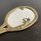 Vintage Art Nouveau Style Brass Sculptural Lady Hand Mirror 
