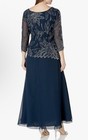Jkara Beaded Plus Size 22w Chiffon Maxi Dress Nwt Sheer Mother Of The Bride Navy