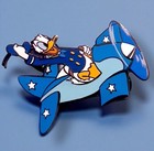 Rare Le 100 Disney Auctions Donald Duck Pilot Blue Airplane Vintage Enamel Pin