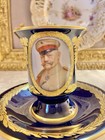 Rare Kpm Berlin Hindenburg Portrait Cup And Saucer  Cobalt Blue  Gilded 1st Q