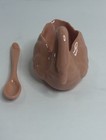 Vintage Lenox Pink Swan Salt Cellar With Original Ceramic Spoon - Rare 1930s-50s